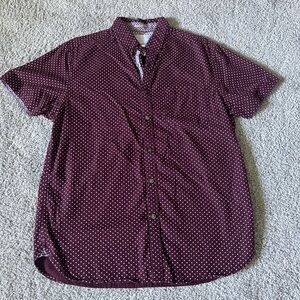 Men’s, Denim & Flower, Maroon Polka Dot Cotton Shirt